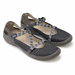 JBU by Jambu Mary Jane Flats Women's 9M‎ Gray Black Memory Foam Comfort Shoes